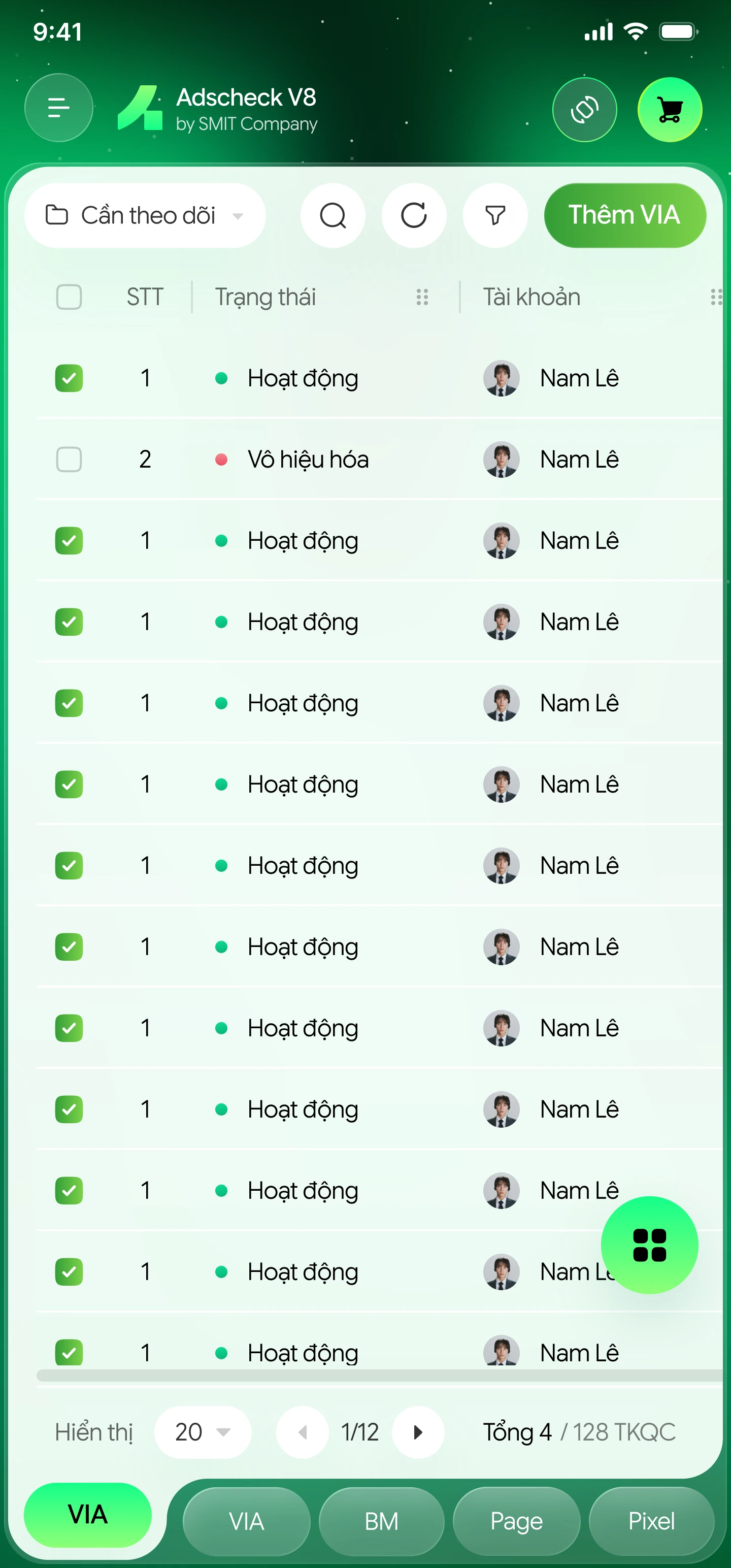 Ads Check V8 dashboard
